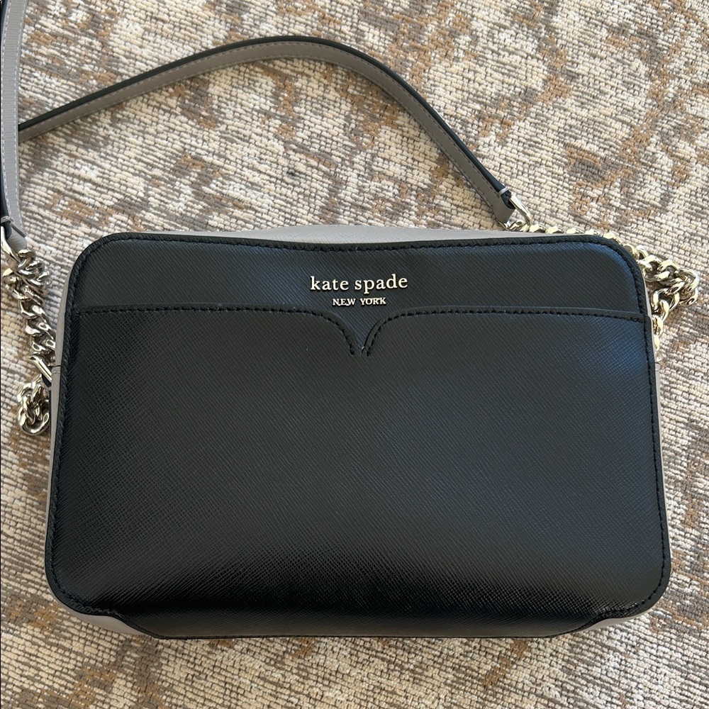 Kate Spade Black & Gray Leather Crossbody Bag
